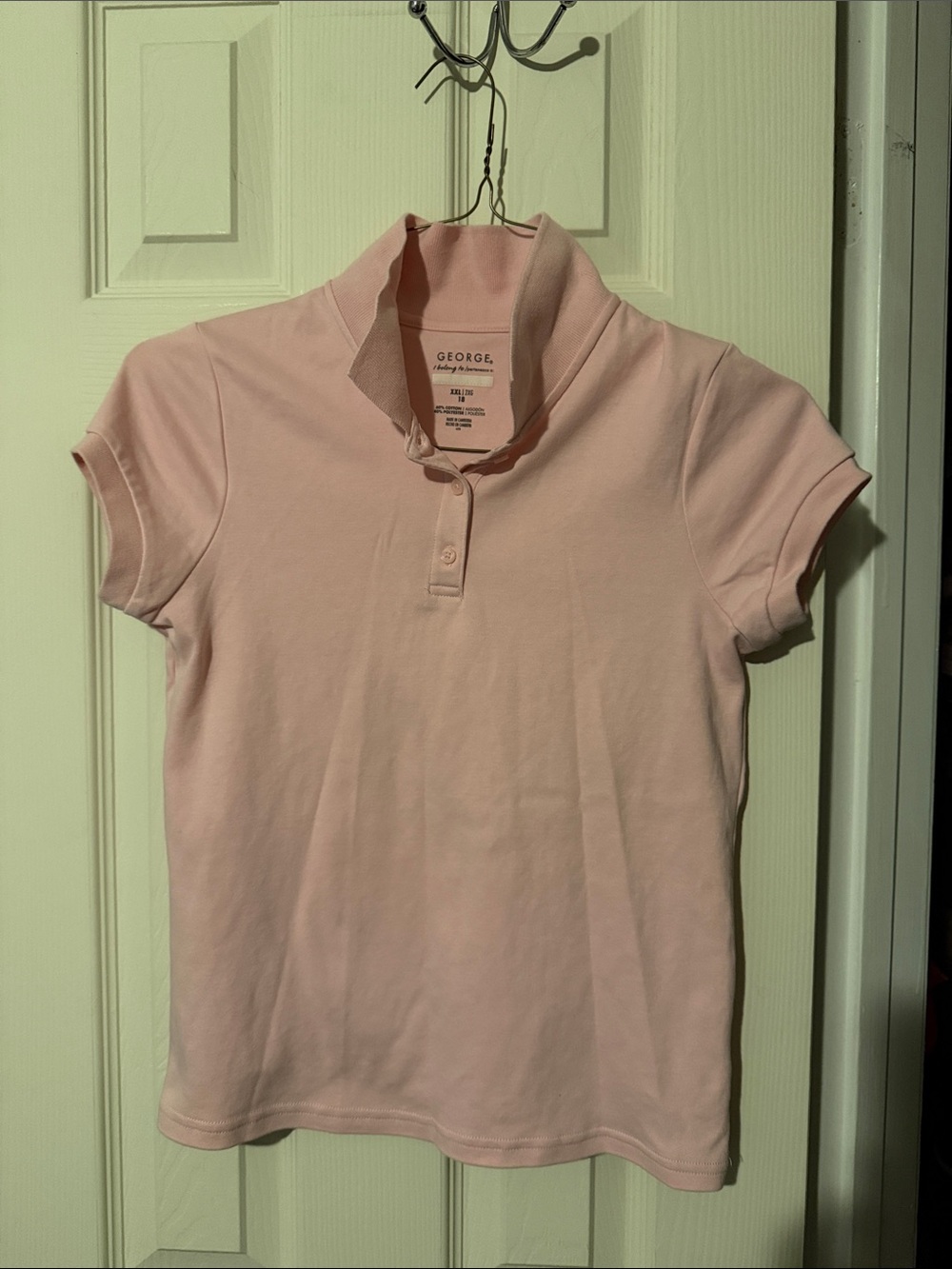 #139 George Girls XXL 18 Light Pink Polo Shirt Short Sleeve